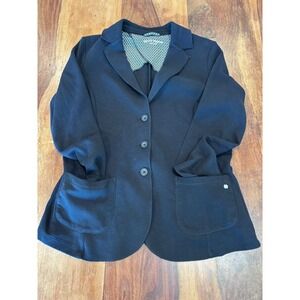 GERRY WEBER Casual blazer women size M black knit jersey 3-button jacket office